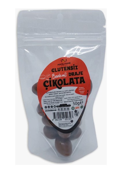Glutensiz Bademli Draje Çikolata 50 gr (6'lı Paket)