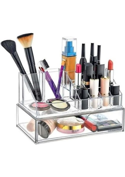 Tozdan Korumak Istediğiniz Malzemeleriniz Için Şeffaf 3 Çekmeceli Makyaj Düzenleyici Organizer Set