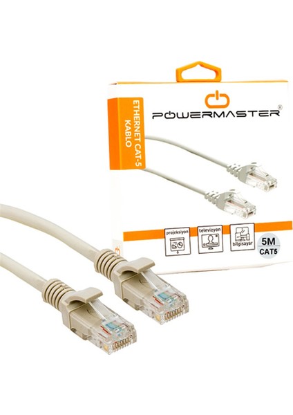 POWERMASTER 5 METRE GRİ KUTULU CAT5 KABLO