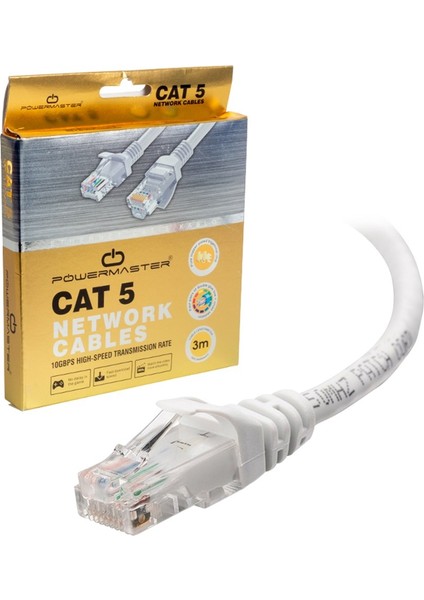 POWERMASTER 3 METRE GRİ KUTULU CAT5 KABLO