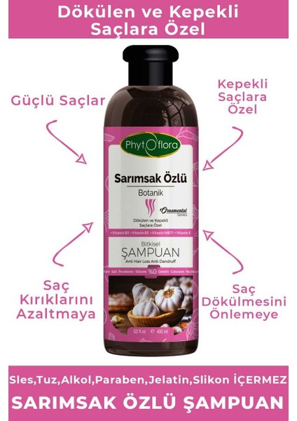 Tuzsuz Yağlı ve Dökülen ve Kepekli Saçlara Özel Sarımsak Özlü Bitkisel Şampuan 400 ml fiyatları