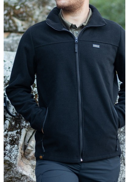 Tam Fermuarlı Polar Hırka Siyah