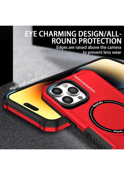 Pc + Tpu Kılıfı iPhone 14 Pro Için Magsafe ile Uyumlu Kamera Lens Çerçeve Tasarımı Damla Geçirmez Telefon Kapağı (Yurt Dışından)