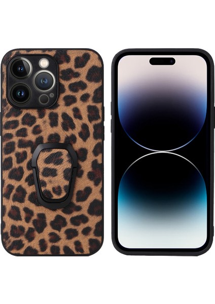iPhone 14 Pro Için Pro-Cratch Pu Deri Kickstand Case Hard Pc Iç Yumuşak Tpu Tampon Şok Geçirmez Koruyucu Telefon Kapağı (Yurt Dışından)