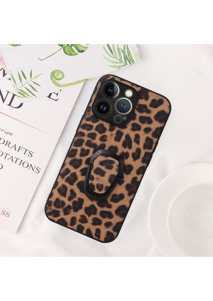 iPhone 14 Pro Için Pro-Cratch Pu Deri Kickstand Case Hard Pc Iç Yumuşak Tpu Tampon Şok Geçirmez Koruyucu Telefon Kapağı (Yurt Dışından)