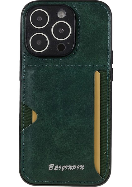 iPhone 14 Pro Için Kart Yuvası Tasarım Telefon Kılıfı Pu Deri+Tpu+Pc Çizgiye Karşı Çizelge Önleyici Toz Geçirmez Koruyucu Kapak (Yurt Dışından)