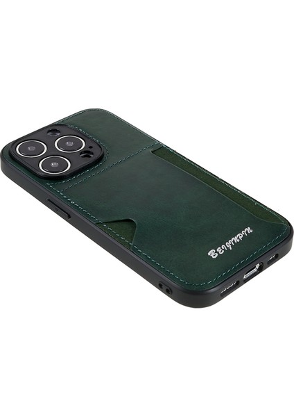 iPhone 14 Pro Için Kart Yuvası Tasarım Telefon Kılıfı Pu Deri+Tpu+Pc Çizgiye Karşı Çizelge Önleyici Toz Geçirmez Koruyucu Kapak (Yurt Dışından)