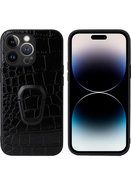 iPhone 14 Pro Max Pu Deri Kaplamalı Pc+Tpu Hibrit Kılıf Kickstand Şok Geçirmez Koruyucu Telefon Kapağı (Yurt Dışından)