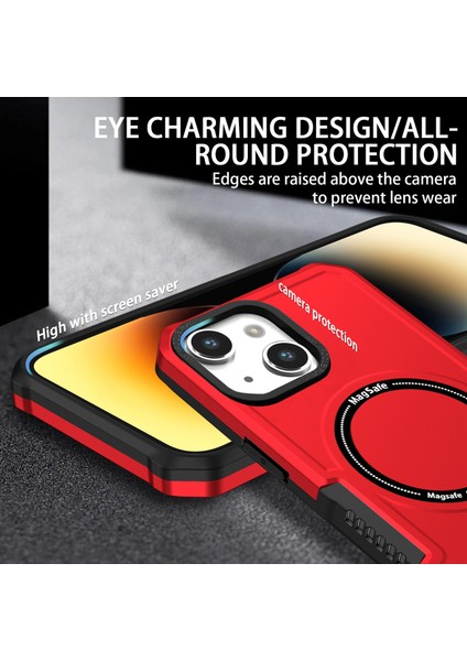 Kamera Lens Çerçeve Tasarım Telefon Kapağı iPhone 14 Sert Pc + Yumuşak Tpu Anti-Drop Manyetik Kılıf Magsafe ile Uyumlu (Yurt Dışından) modelleri
