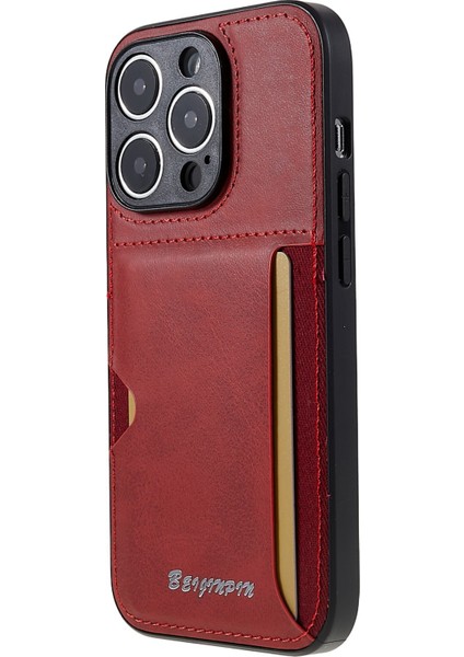 iPhone 14 Pro Max Shockproof Pu Deri+Tpu+Pc Koruyucu Kapak Kplus Yuvası Tasarımı Kesikli Kırmızı (Yurt Dışından)