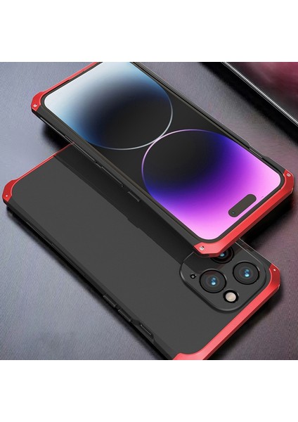 iPhone 14 Pro 3 Parçalı Tasarım Hibrit Telefon Kılıfı Ağır Hizmet Koruma Pc+Metal Şok Geçirmez Zırh Kapağı (Yurt Dışından)