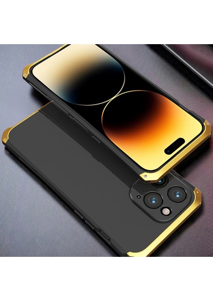 iPhone 14 Pro 3 Parçalı Tasarım Hibrit Telefon Kılıfı Ağır Hizmet Koruma Pc+Metal Şok Geçirmez Zırh Kapağı (Yurt Dışından)