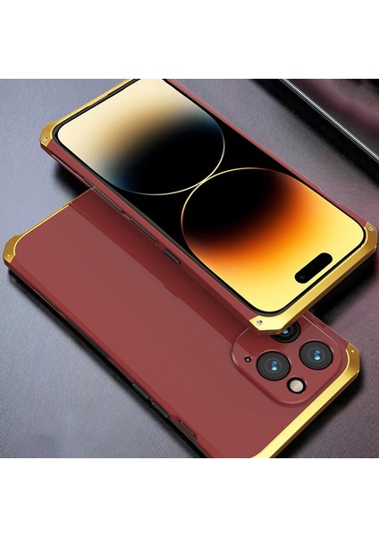iPhone 14 Pro 3 Parçalı Tasarım Hibrit Telefon Kılıfı Ağır Hizmet Koruma Pc+Metal Şok Geçirmez Zırh Kapağı (Yurt Dışından)
