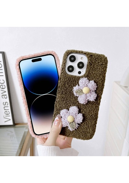 iPhone 14 Pro Max Çiçek Dekoru Peluş + Tpu Yumuşak Kılıf Anti-Drop Koruyucu Telefon Kapağı (Yurt Dışından) fiyatları