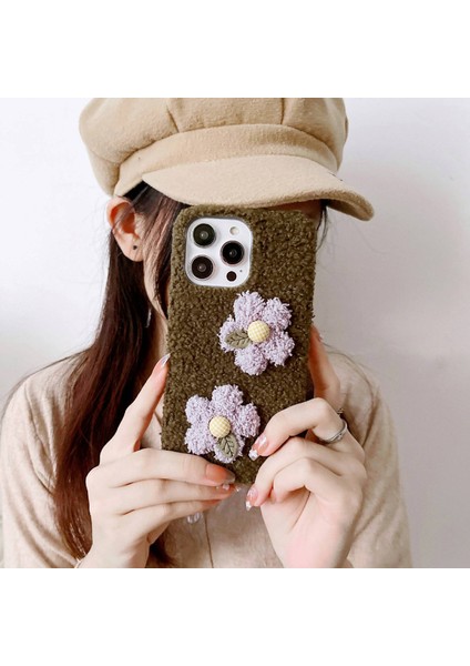iPhone 14 Pro Max Çiçek Dekoru Peluş + Tpu Yumuşak Kılıf Anti-Drop Koruyucu Telefon Kapağı (Yurt Dışından) modelleri
