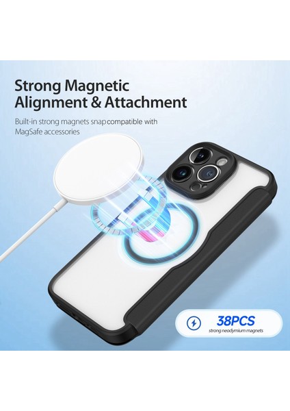 Dux Ducis Skin x Pro Için iPhone 14 Pro Max Pu Deri Flip Kılıf Kplus Tutucu Stand Back Geri Koruma Telefon Kapağı Magsafe ile Uyumlu (Yurt Dışından) fırsatları