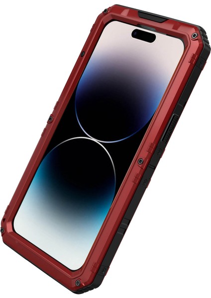 iPhone 14 Pro IP68 Su Geçirmez Damla Geçirmez Kapak Metal + Silikon Şok Geçirmez Telefon Mühürlü Kılıf (Yurt Dışından) modelleri