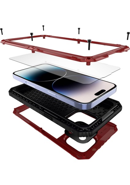 iPhone 14 Pro IP68 Su Geçirmez Damla Geçirmez Kapak Metal + Silikon Şok Geçirmez Telefon Mühürlü Kılıf (Yurt Dışından) fırsatları