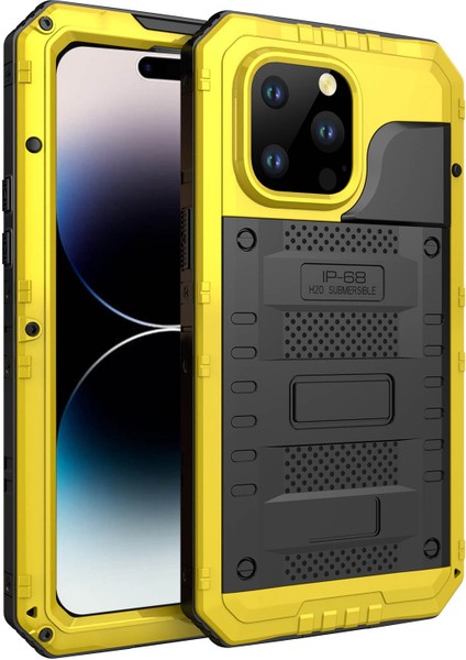 iPhone 14 Pro IP68 Su Geçirmez Damla Geçirmez Kapak Metal + Silikon Şok Geçirmez Telefon Mühürlü Kılıf (Yurt Dışından)
