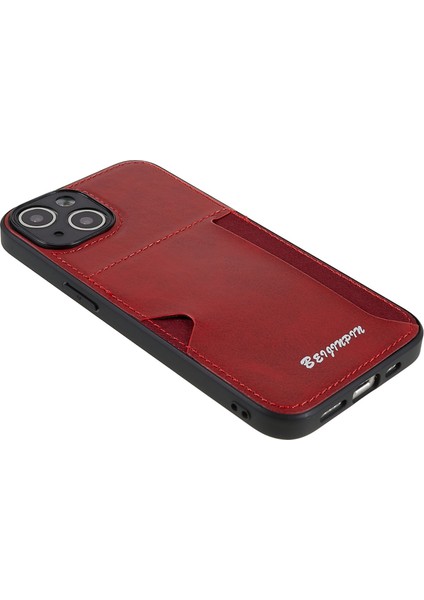 iPhone 14 Hassas Kesim Pu Deri+Tpu+Pc Koruyucu Kapak Kplus Yuvası Tasarım Anti-Çizelge Telefon Kılıfı (Yurt Dışından)