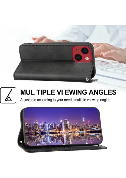 iPhone 14 Için Plus Baskılı Rhombus Desen Telefon Stand Kapağı Buzağı Dokusu Pu Deri Kılıf Magnetik Cüzdan Kayış (Yurt Dışından)