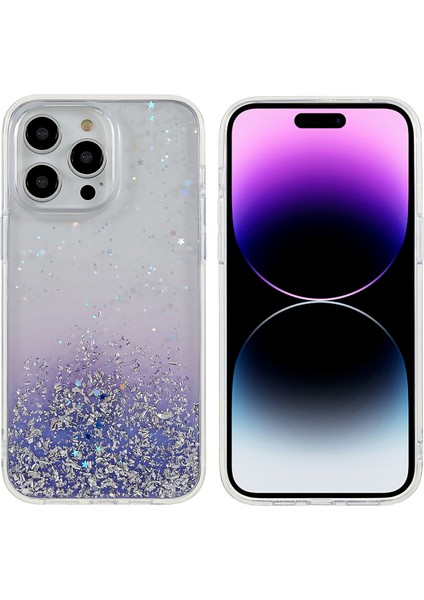 Dfans Starlight Shining Serisi iPhone 14 Pro Max Koruyucu Geri Kılıf Pc+Tpu Glittery Dekor Anti Drop Kapak (Yurt Dışından)