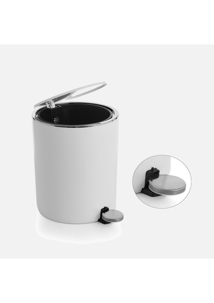 Lenox 5lt Pedallı Çöp Kovası Beyaz