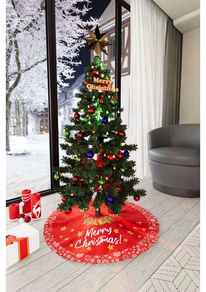 Cango Home Merry Christmas Kırmızı Yılbaşı Çam Ağacı Örtüsü New Year