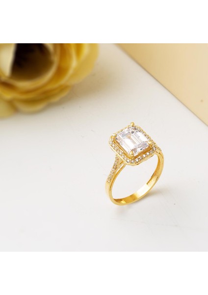 14 Ayar Altın Baget Taşlı Yüzük indirimleri