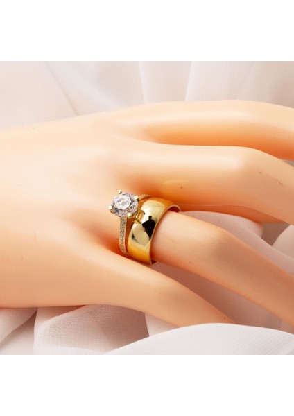 14 Ayar Altın Tektaş Alyanslı Yüzük fiyatları