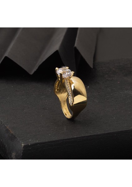 14 Ayar Altın Tektaş Alyanslı Yüzük modelleri