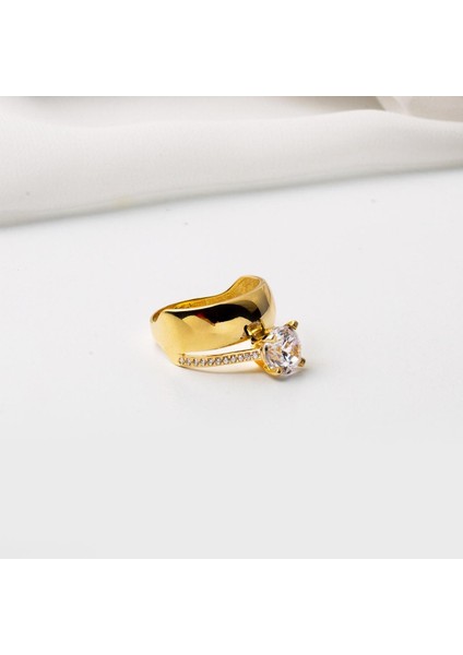 14 Ayar Altın Tektaş Alyanslı Yüzük fırsatları