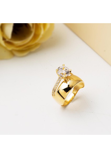 14 Ayar Altın Tektaş Alyanslı Yüzük indirimleri