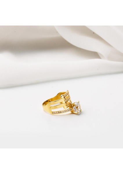 14 Ayar Altın Kaburgalı Tektaş Yüzük fırsatları