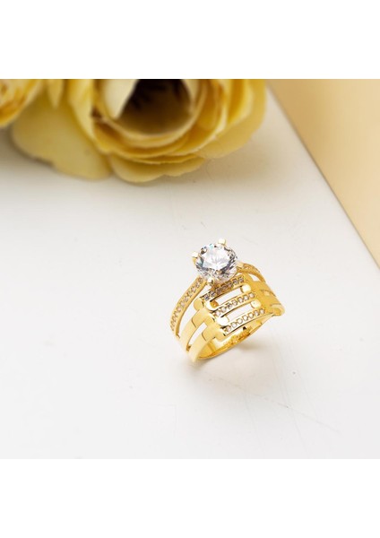 14 Ayar Altın Kaburgalı Tektaş Yüzük indirimleri