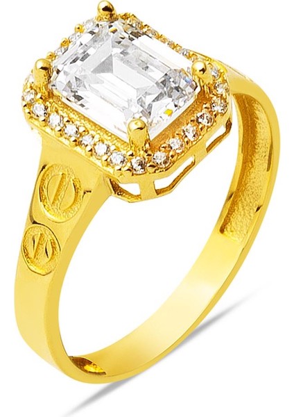 14 Ayar Altın Taşlı Baget Yüzük