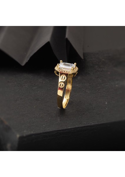 14 Ayar Altın Taşlı Baget Yüzük modelleri