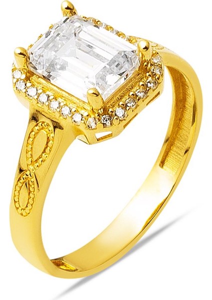 14 Ayar Altın Baget Taşlı Yüzük