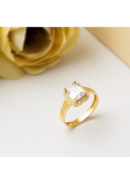14 Ayar Altın Baget Taşlı Yüzük indirimleri