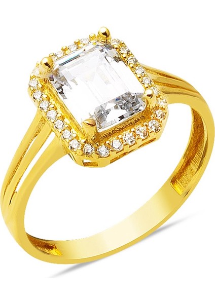 14 Ayar Altın Baget Taşlı Yüzük