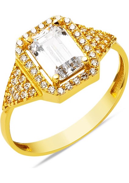 14 Ayar Altın Baget Taşlı Yüzük