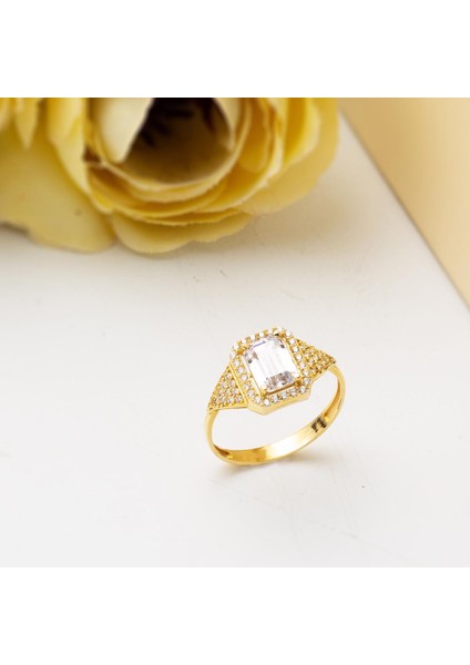 14 Ayar Altın Baget Taşlı Yüzük indirimleri