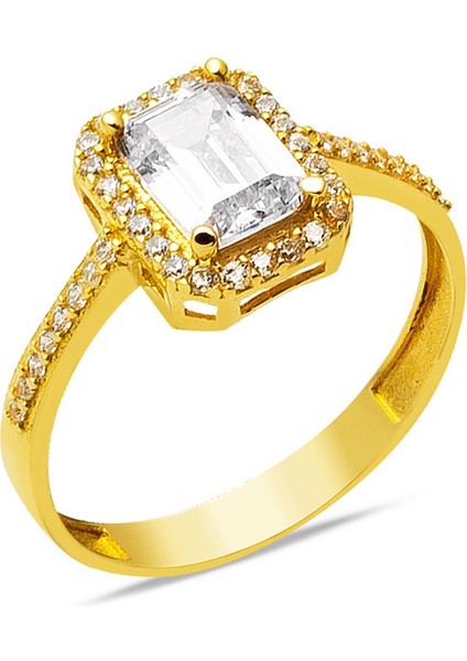 14 Ayar Altın Baget Taşlı Yüzük