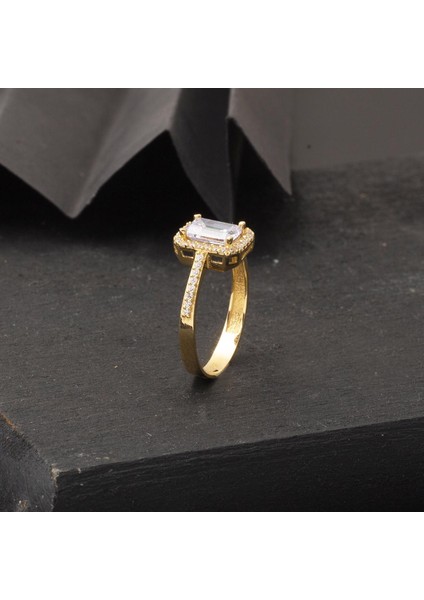 14 Ayar Altın Baget Taşlı Yüzük modelleri