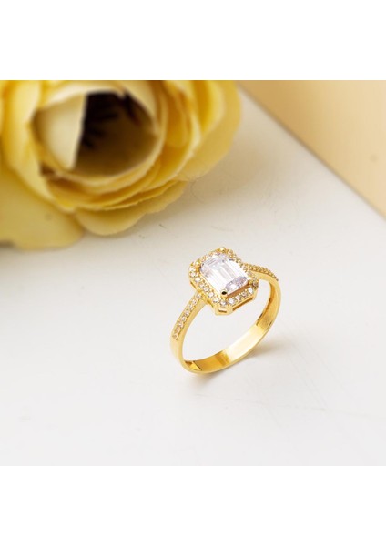 14 Ayar Altın Baget Taşlı Yüzük indirimleri
