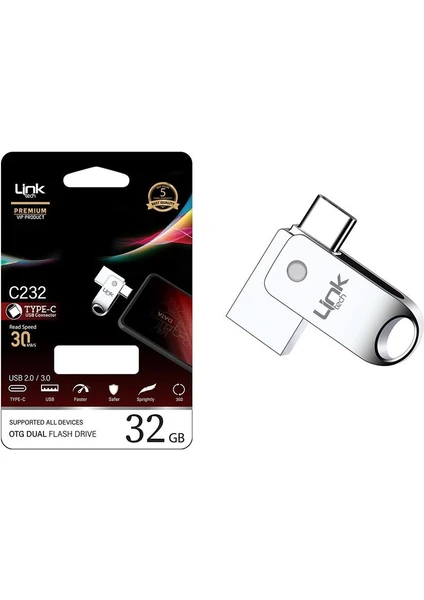 C232 Premium 32GB Type-C Otg Dual 30MB/S USB Bellek