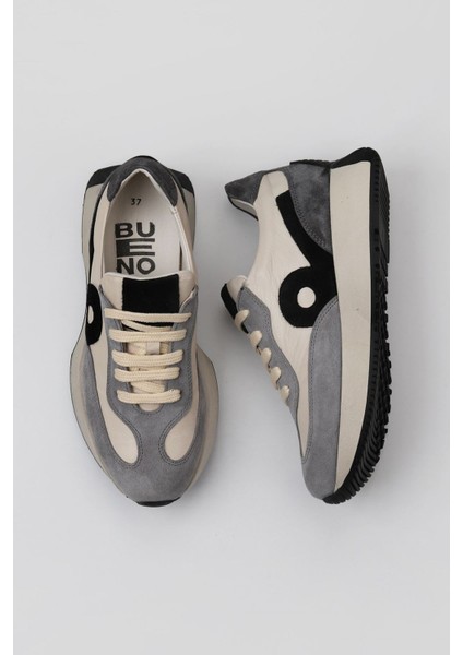 Gri Multi Deri Kadın Düz Dolgu Ayakkabı