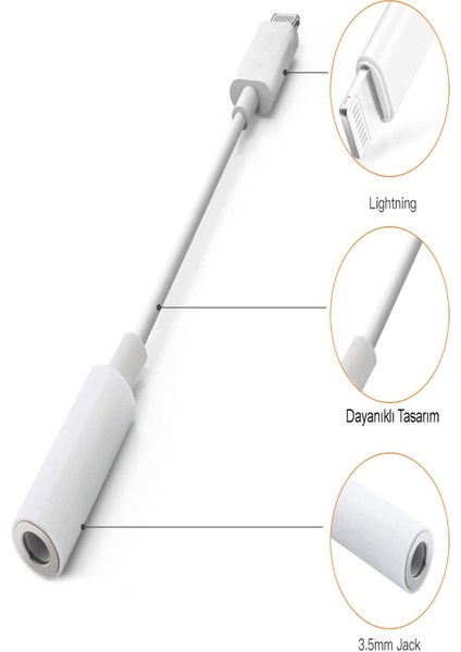 Lightning To Aux 3.5mm Kulaklık Çevirici Dönüştürücü Adaptör