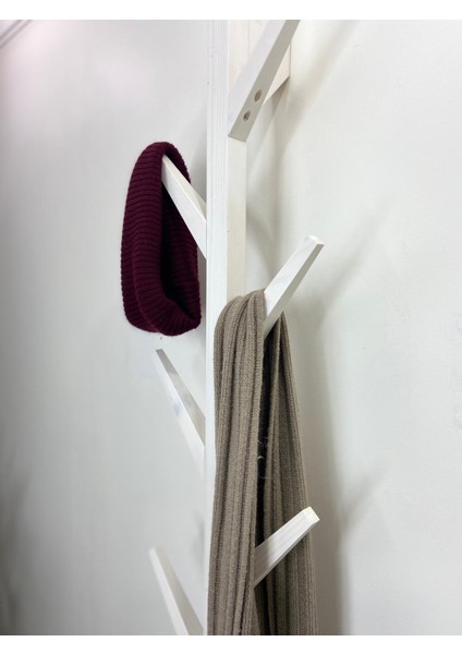 Doğal Ahşap Vestiyer, Dekoratif 8 Askılı Portmanto, Vintage Elbise Askısı Beyaz modelleri