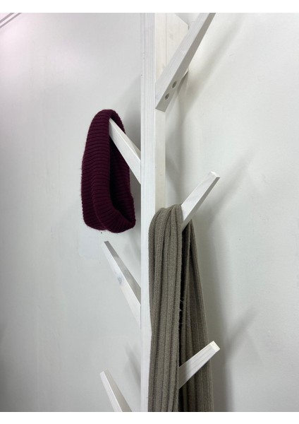 Doğal Ahşap Vestiyer, Dekoratif 8 Askılı Portmanto, Vintage Elbise Askısı Beyaz fırsatları